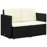 vidaXL 2-Sitzer-Sofa Poly Rattan 118 x 65 x 74 cm Schwarz/Cremeweiß