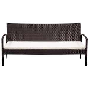 vidaXL 3-местен градински диван с възглавници, кафяв, полиратан