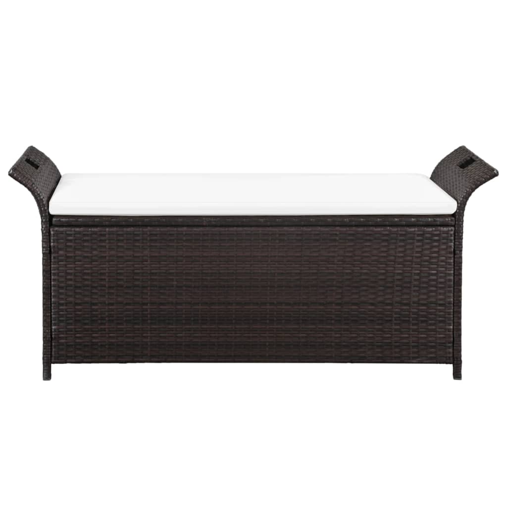 

vidaXL Opbergbank met kussen 138 cm poly rattan bruin