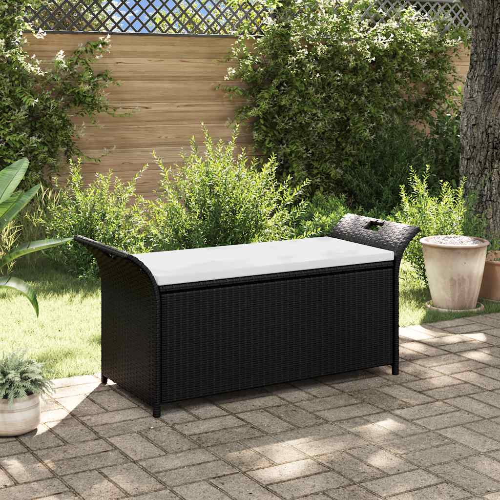 vidaXL Truhenbank mit Polster 138 cm Poly Rattan Braun