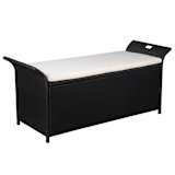 vidaXL Storage Bench Poly Rattan 138x50x60cm Black Cream White