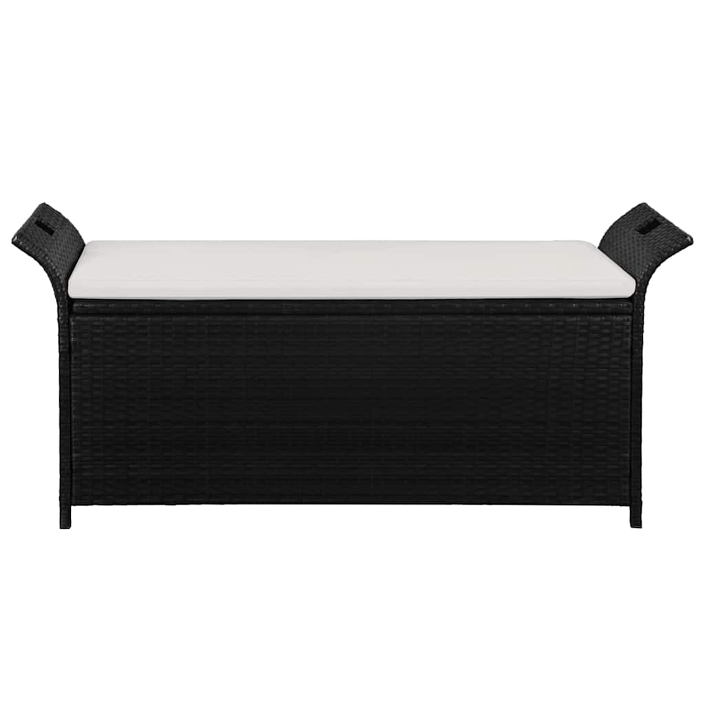 

vidaXL Opbergbank met kussen 138 cm poly rattan zwart