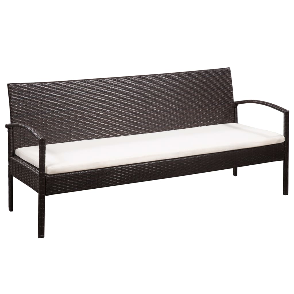 

vidaXL 5-delige Loungeset met kussens poly rattan bruin
