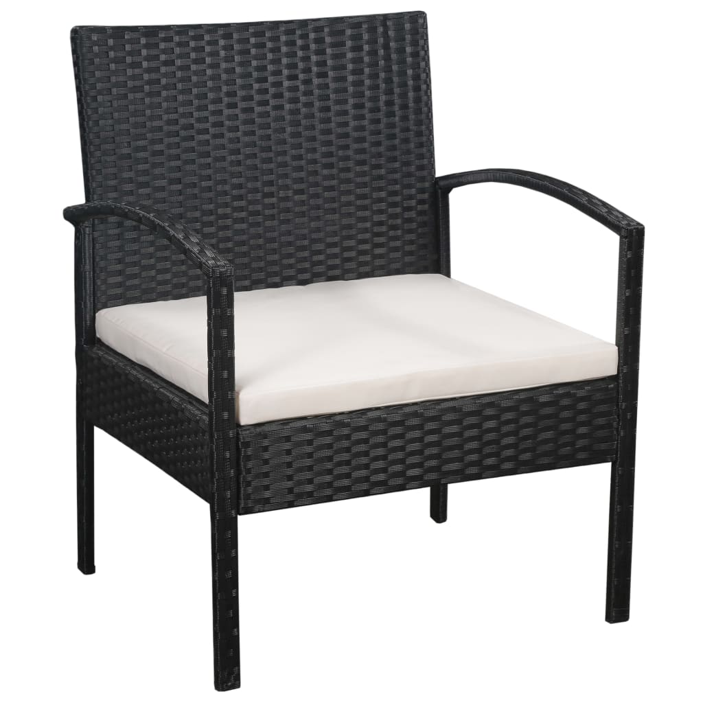 

vidaXL 5-delige Loungeset met kussens poly rattan zwart