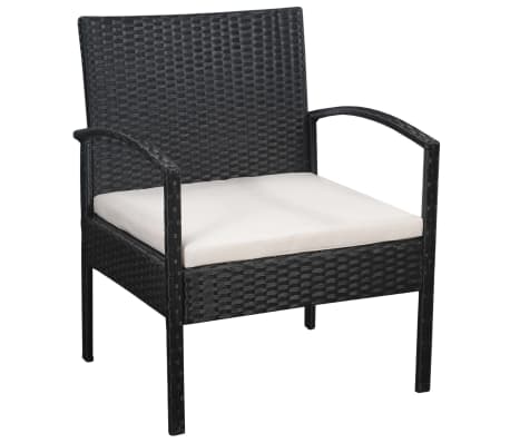vidaXL 5-tlg. Garten-Lounge-Set mit Auflagen Poly Rattan Schwarz