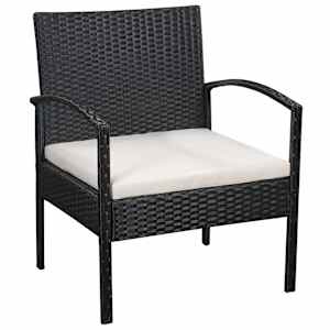 vidaXL 5-tlg. Garten-Lounge-Set mit Auflagen Poly Rattan Schwarz