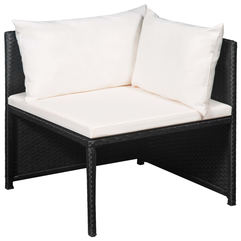 vidaXL Loungeset poly rattan zwart en crèmewit 18-delig