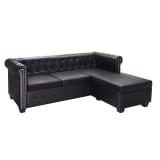 vidaXL Chesterfield nurgadiivan, kunstnahast, must