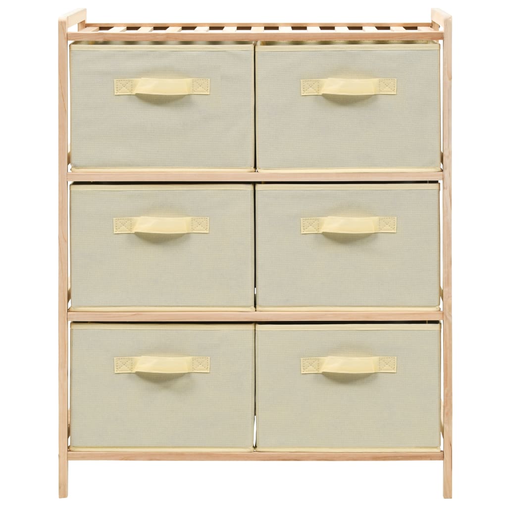 

vidaXL Opbergmeubel met 6 stoffen manden cederhout beige