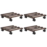 vidaXL Pedane con Ruote per Piante 4 pz in Legno di Cedro 25x25 cm