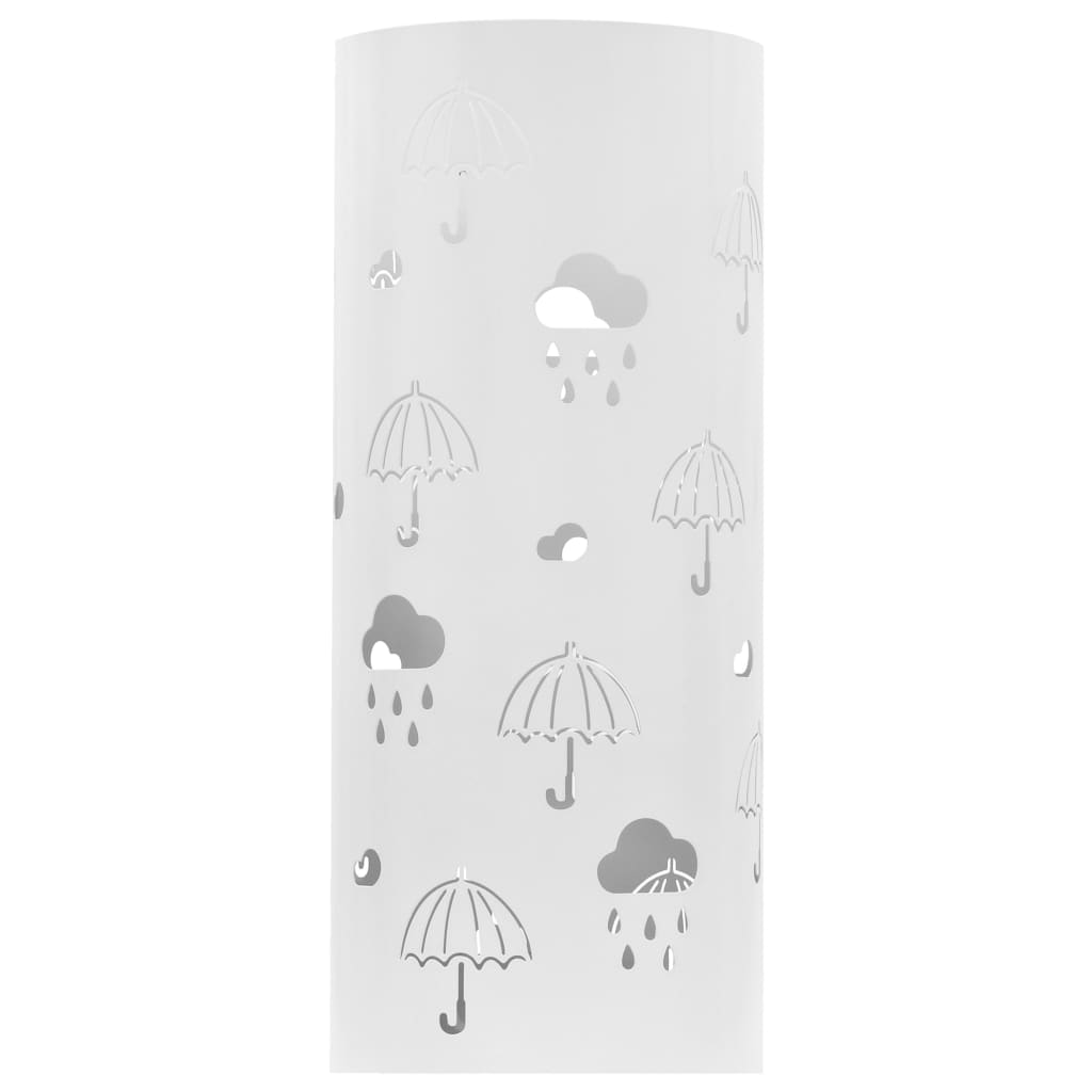 Fehér acél esernyőtartó esernyőmintával 