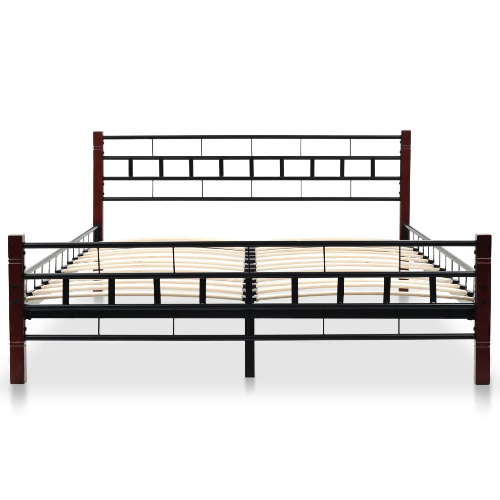 vidaXL Bedframe met lattenbodem houten poten metaal 140x200 cm vidaXL.nl