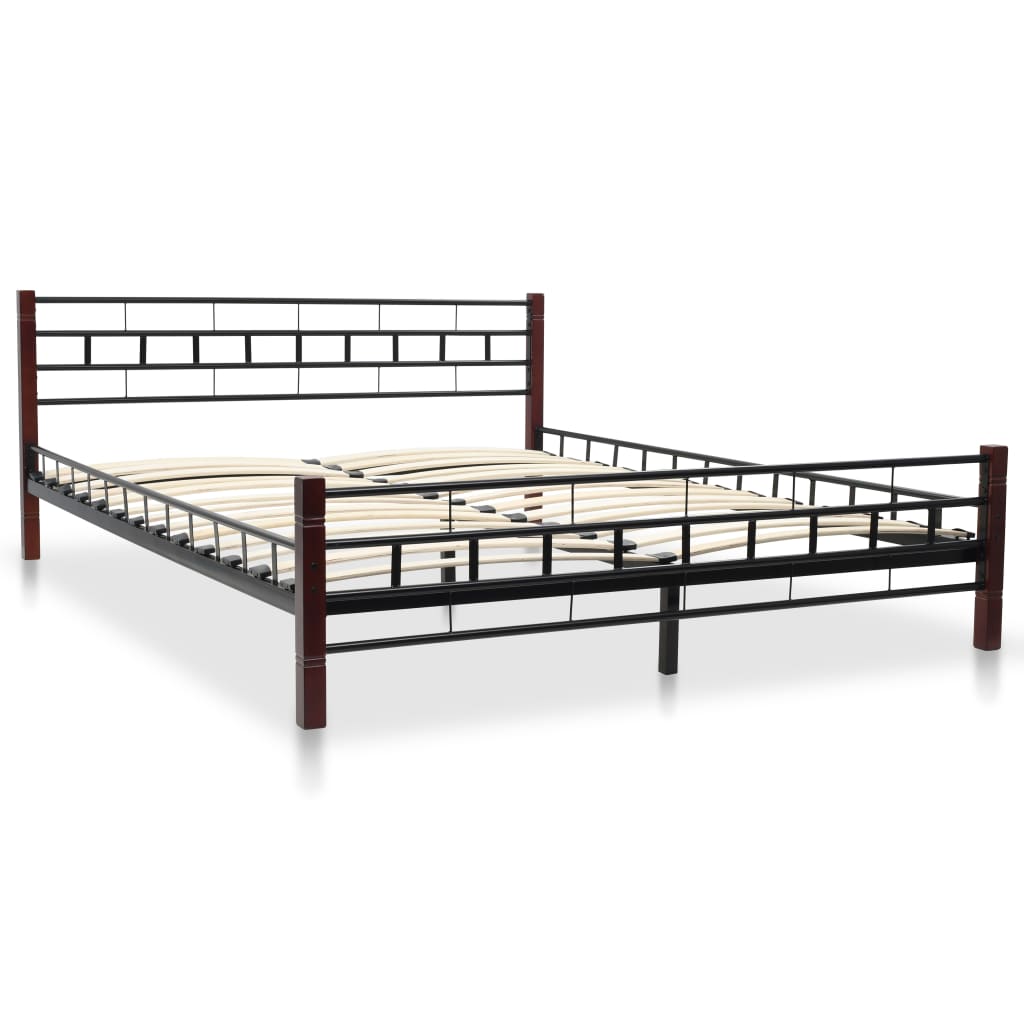 vidaXL Bedframe met lattenbodem houten poten metaal 160x200 cm