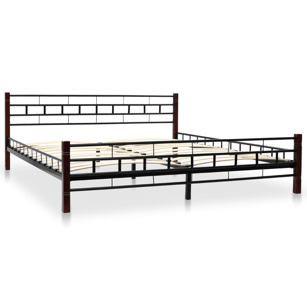 vidaXL Bedframe met lattenbodem houten poten metaal 180x200 cm