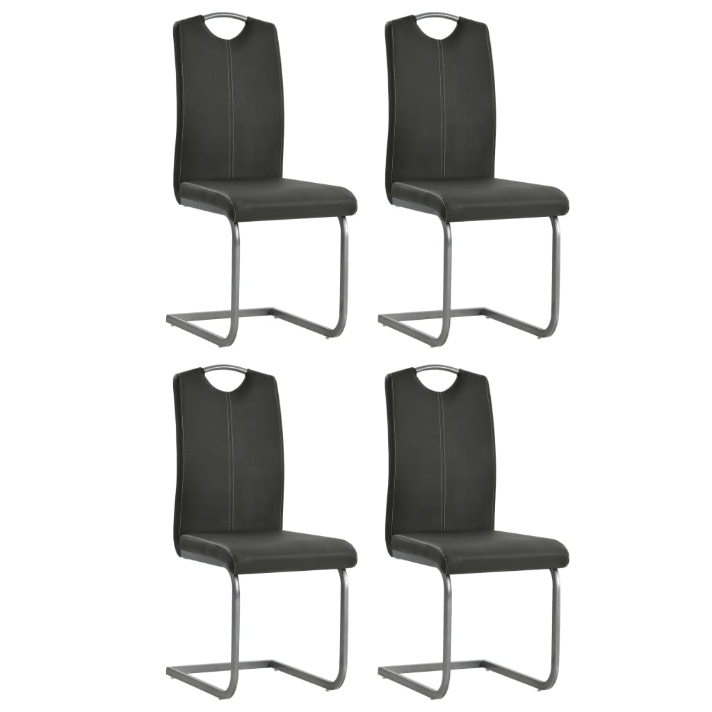 vidaXL Chaises de salle à manger cantilever 4 pcs Gris Similicuir