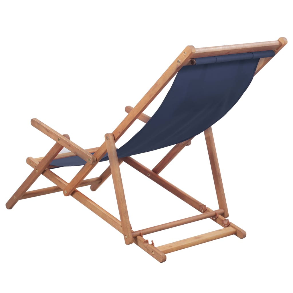 Thumbnail - vidaXL Strandstuhl Klappbar Stoff und Massivholz Blau