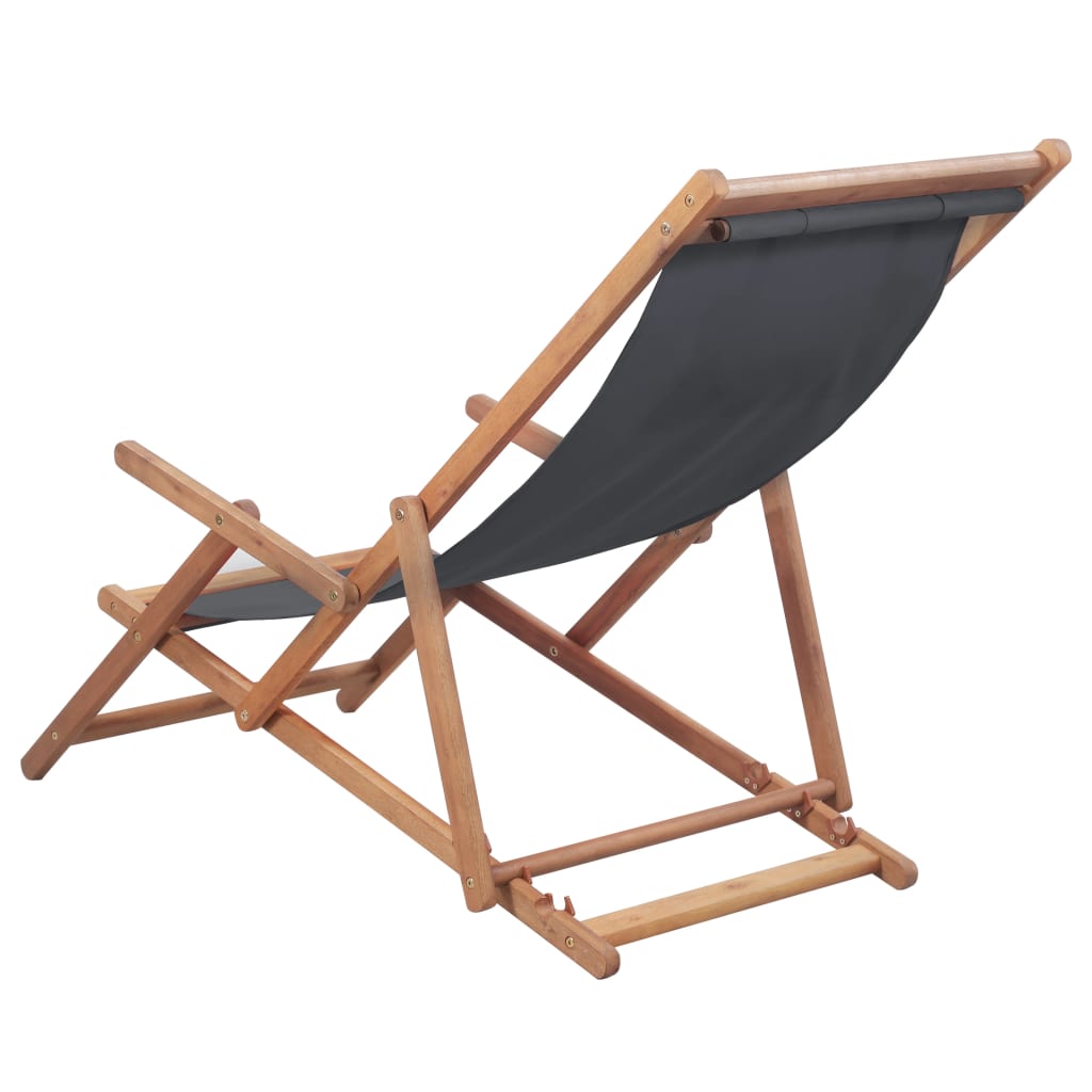 Beach Sling Patio Chair Folding Deck Chair Fabric and Wooden Frame ...