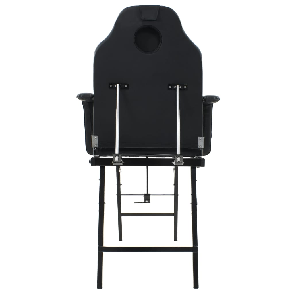 Hordozható fekete műbőr arckezelő szék 185 x 78 x 76 cm 