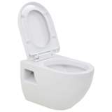 vidaXL Viseča WC školjka keramična bela