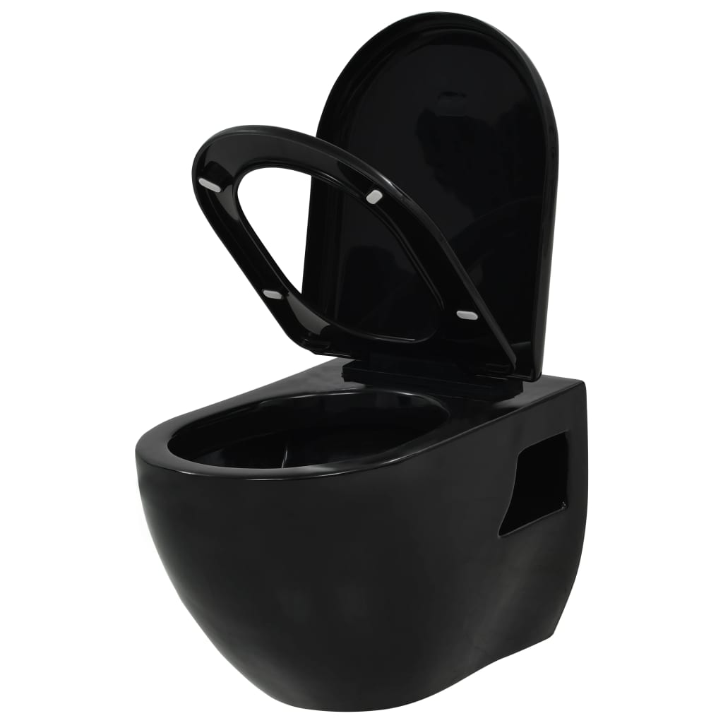 Fekete kerámia fali WC csésze 
