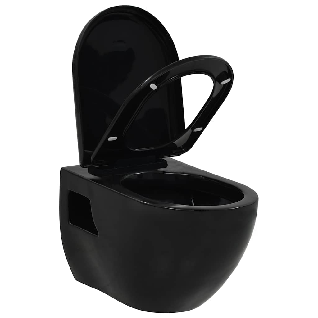 vidaXL Wandtoilet keramiek zwart afbeelding