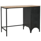 vidaXL Single Pedestal Desk Solid Firwood and Steel 100x50x76 cm