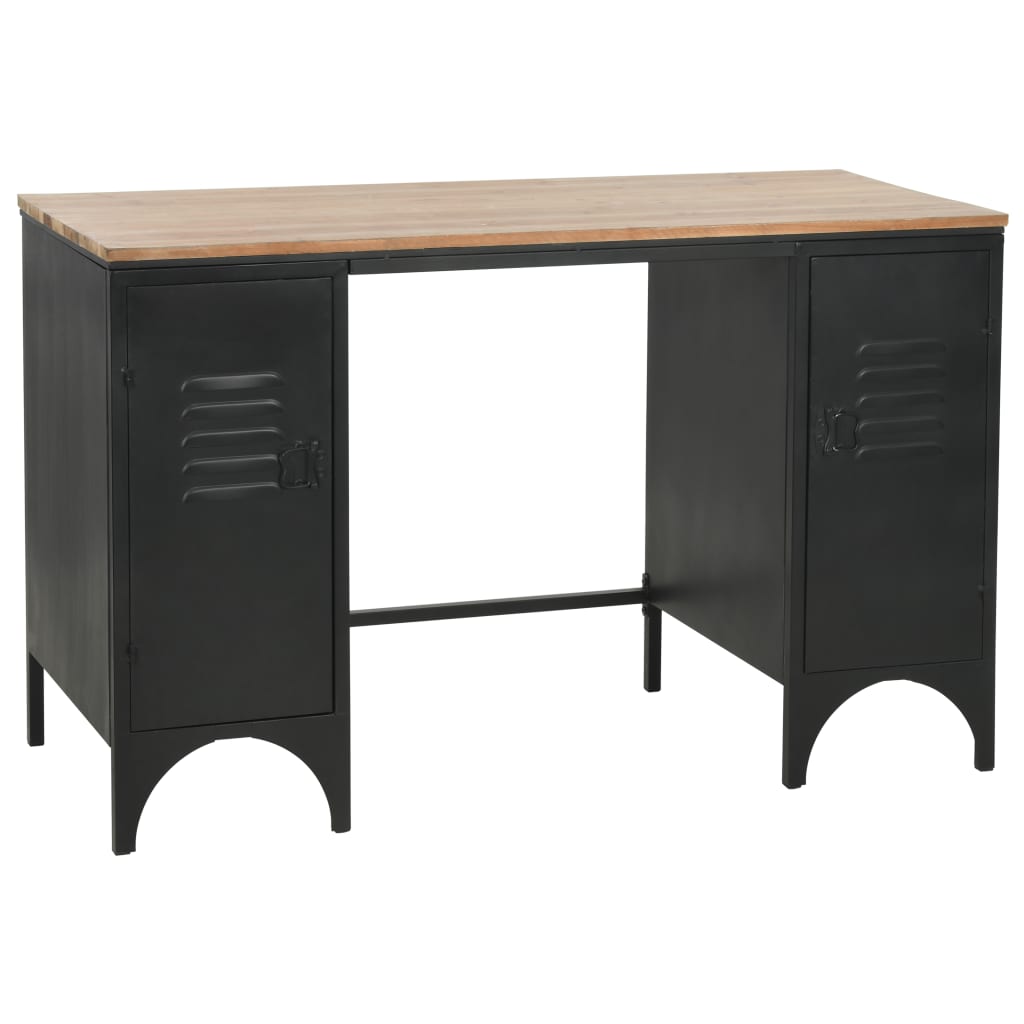 vidaXL Bureau à double piédestal Bois de sapin et acier 120x50x76 cm 