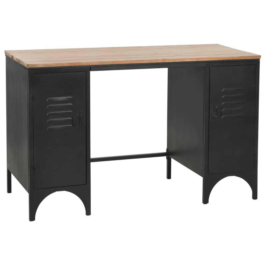 vidaXL Psací stůl se 2 skříňkami masivní jedle a ocel 120 x 50 x 76 cm