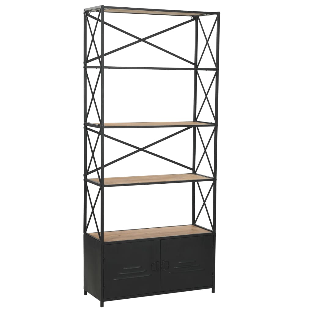vidaXL Bookcase Solid Firwood and Steel 80×32.5×180 cm