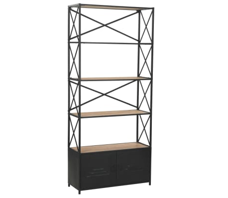 vidaXL Estantería de madera maciza y acero 80x32,5x180 cm | vidaXL.es