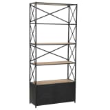 vidaXL Bibliothèque Bois de sapin massif et acier 80 x 32,5 x 180 cm