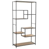 vidaXL Библиотека за книги, ела масив и стомана, 90,5x35x180 см