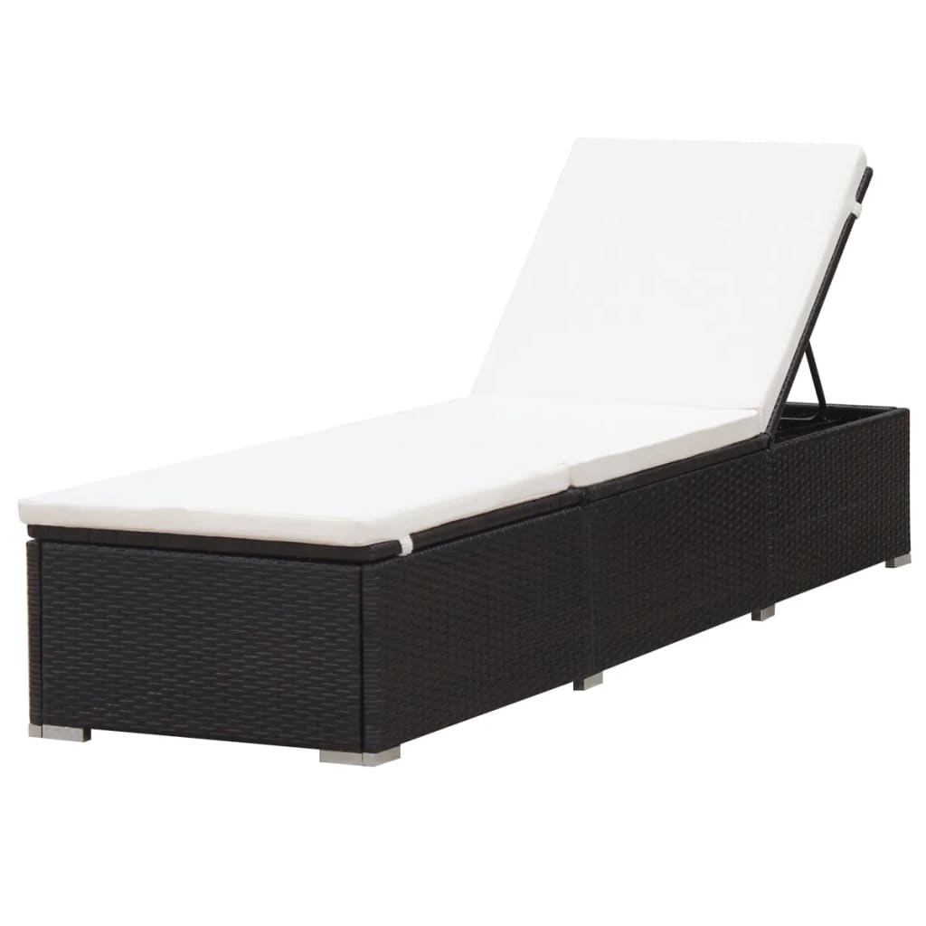 vidaXL Ligbed met kussen poly rattan bruin afbeelding