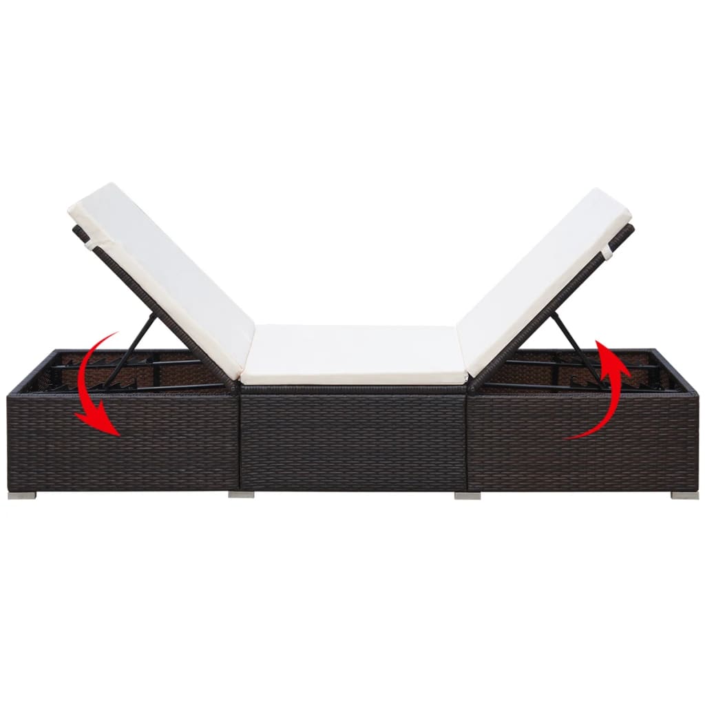 Patio Lounge Chair with Adjustable Backrest Sunlounger Poly Rattan vidaXL - Picture 34 of 35