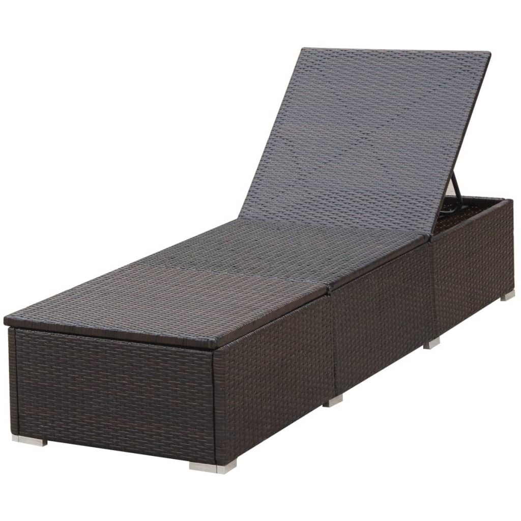 Patio Lounge Chair with Adjustable Backrest Sunlounger Poly Rattan vidaXL - Picture 35 of 35