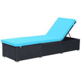 vidaXL Lettino Prendisole con Cuscino in Polyrattan Nero