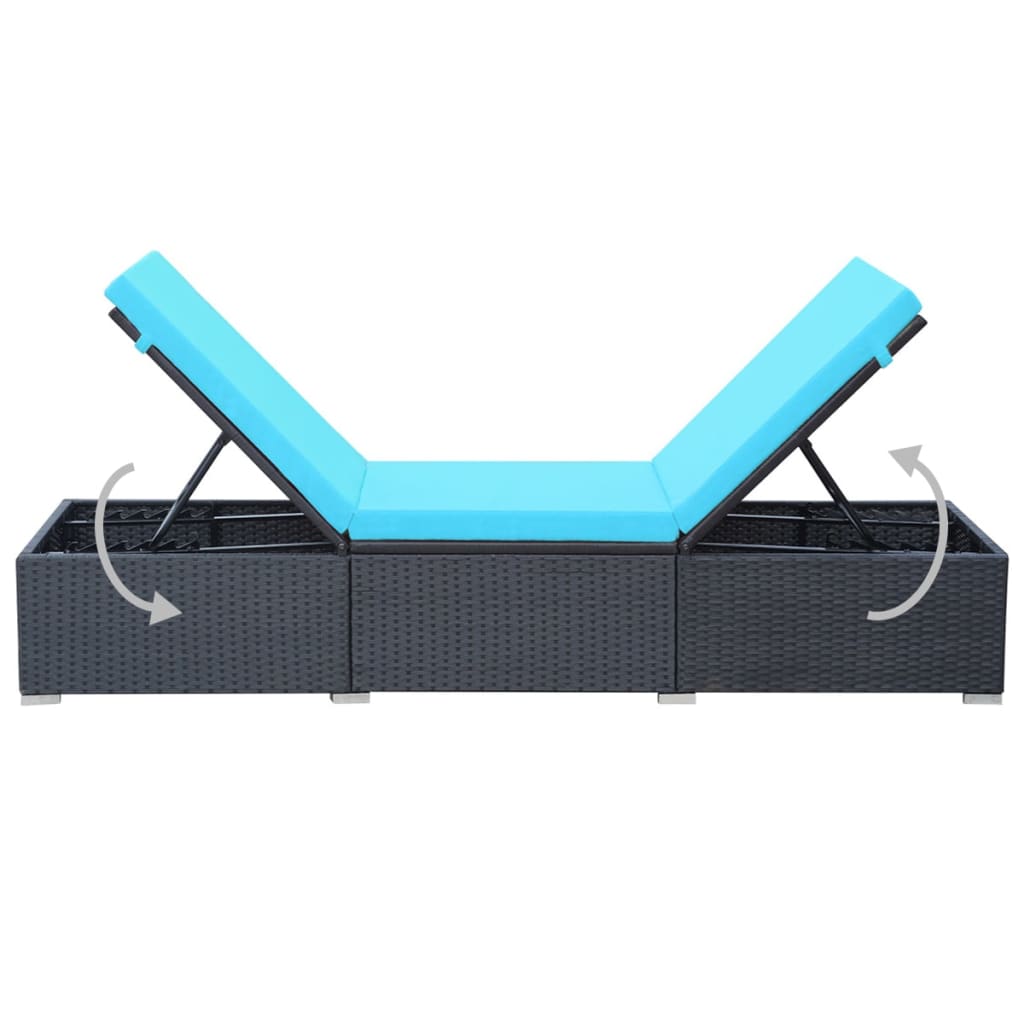 Patio Lounge Chair with Adjustable Backrest Sunlounger Poly Rattan vidaXL - Picture 11 of 35