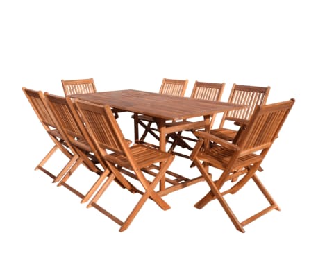 vidaXL Set de comedor de jardín 9 piezas madera maciza de acacia