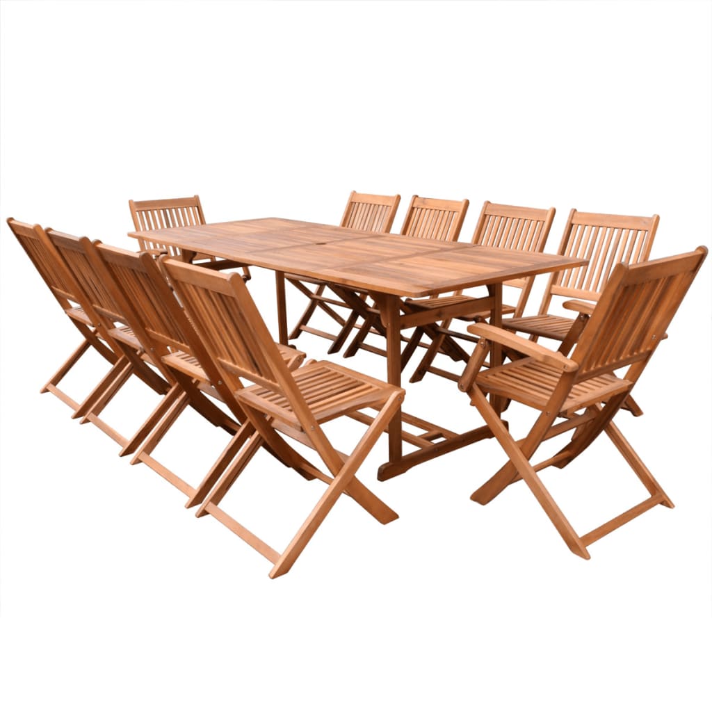 vidaXL Set de comedor de jardín 11 piezas madera maciza de acacia