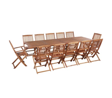 Vidaxl 13 Pieces Solid Acacia Wood Outdoor Dining Set Garden