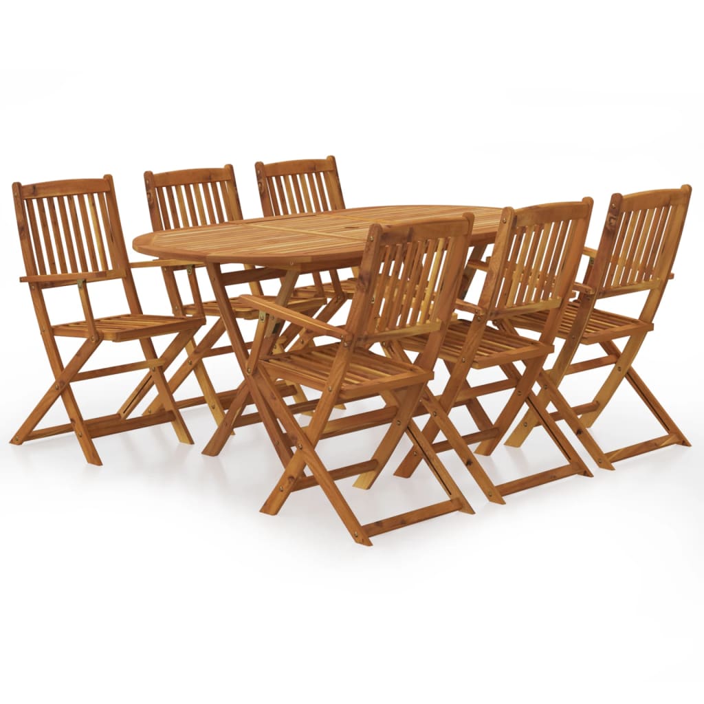 vidaXL Set mobilier de exterior pliabil, 7 piese, lemn masiv de acacia