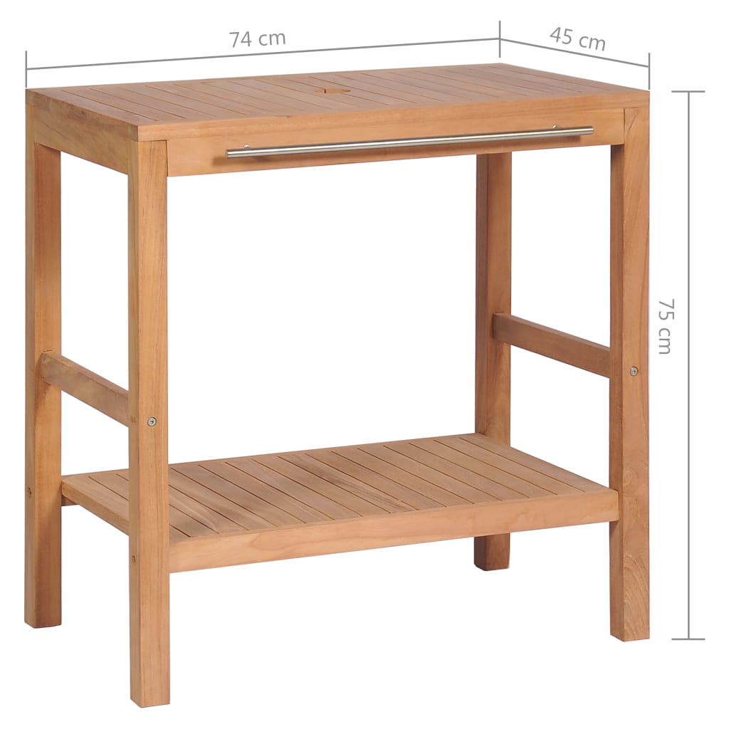 Solid Teak Bathroom Vanity Cabinet with Baskets - 29.1in & 51.2in Versions vidaX - Picture 7 of 28