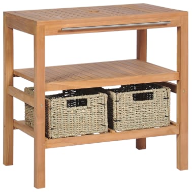 vidaXL Móvel lavatório c/ 2 cestos casa banho teca maciça 74x45x75 cm[2/9]