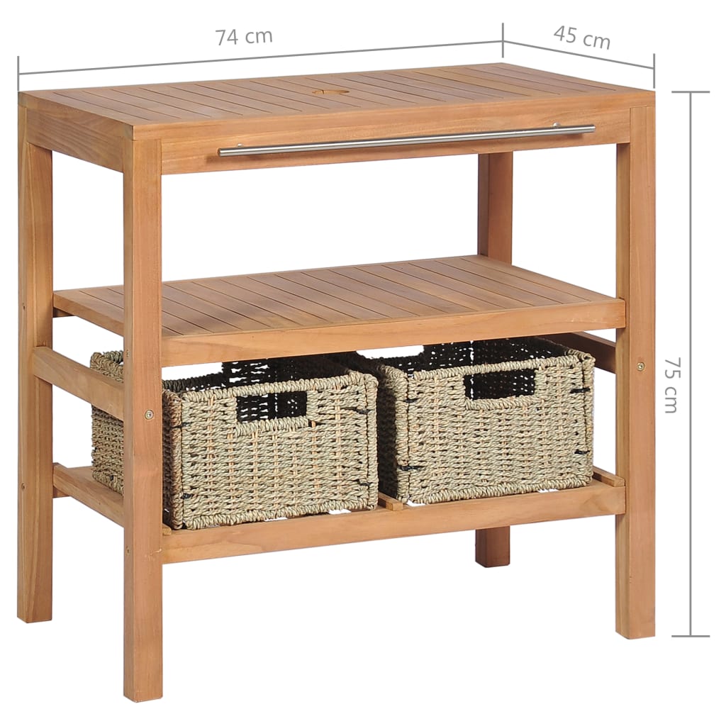 Solid Teak Bathroom Vanity Cabinet with Baskets - 29.1in & 51.2in Versions vidaX - Picture 16 of 28