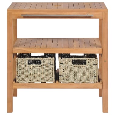 vidaXL Móvel lavatório c/ 2 cestos casa banho teca maciça 74x45x75 cm[3/9]