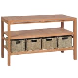 vidaXL tömör tíkfa fürdőszobai pipereszekrény 4 kosárral 132x45x75 cm