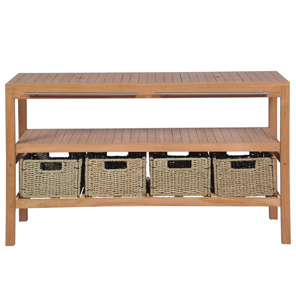 

vidaXL Badkamer wastafelkast met 4 manden 132x45x75cm massief teakhout