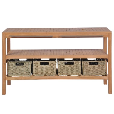vidaXL Móvel lavatório c/ 4 cestos casa banho teca maciça 132x45x75 cm[3/11]