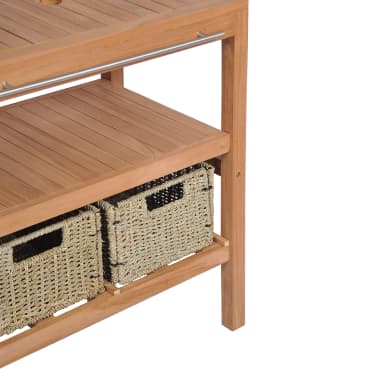 vidaXL Móvel lavatório c/ 4 cestos casa banho teca maciça 132x45x75 cm[7/11]