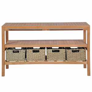 vidaXL Meuble de salle de bains avec 4 paniers Teck massif 132x45x75cm